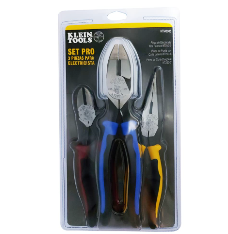 Kit de Pinzas para Electricista Klein Tools 3 Piezas | Modelo KTM0005