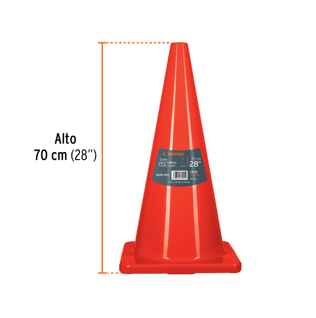Cono de precaución de 70 cm de PVC, Truper