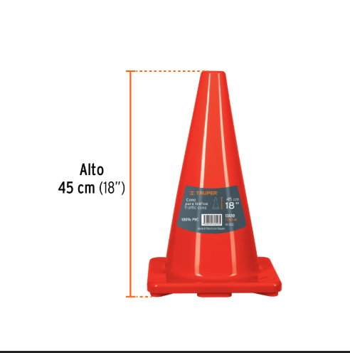Cono de precaución de 45 cm de PVC, Truper